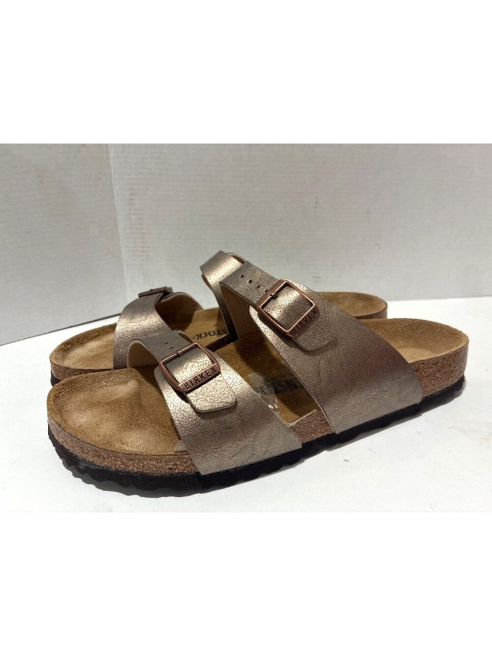 Birkenstock Sydney slide sandals Taupe metallic taupe/copper finish size 41